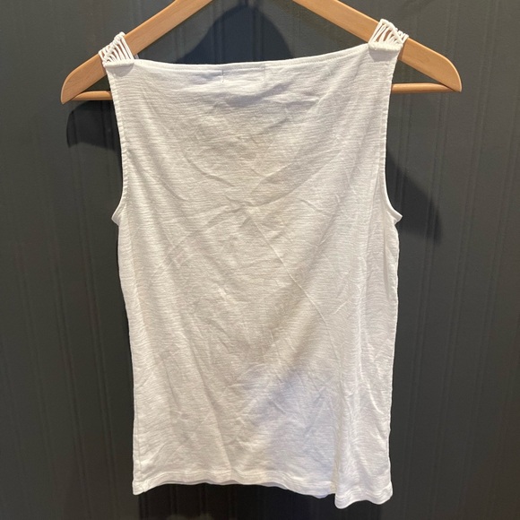 Lauren Ralph Lauren white 100% cotton tank top small crochet casual layering - Picture 3 of 5